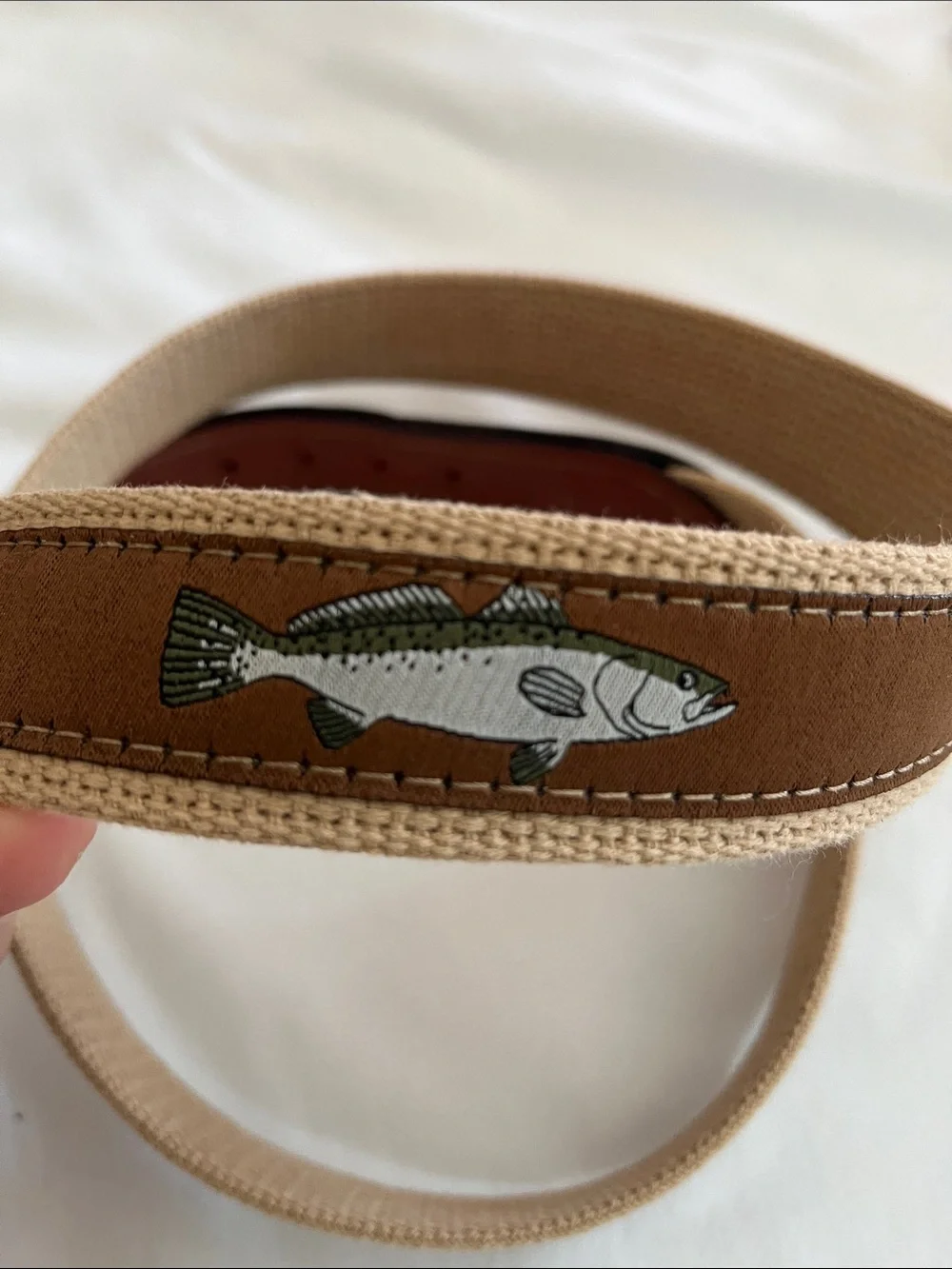 ZepPro NWOT brown leather canvas fish belt tarpon redfish trout snook  40”
